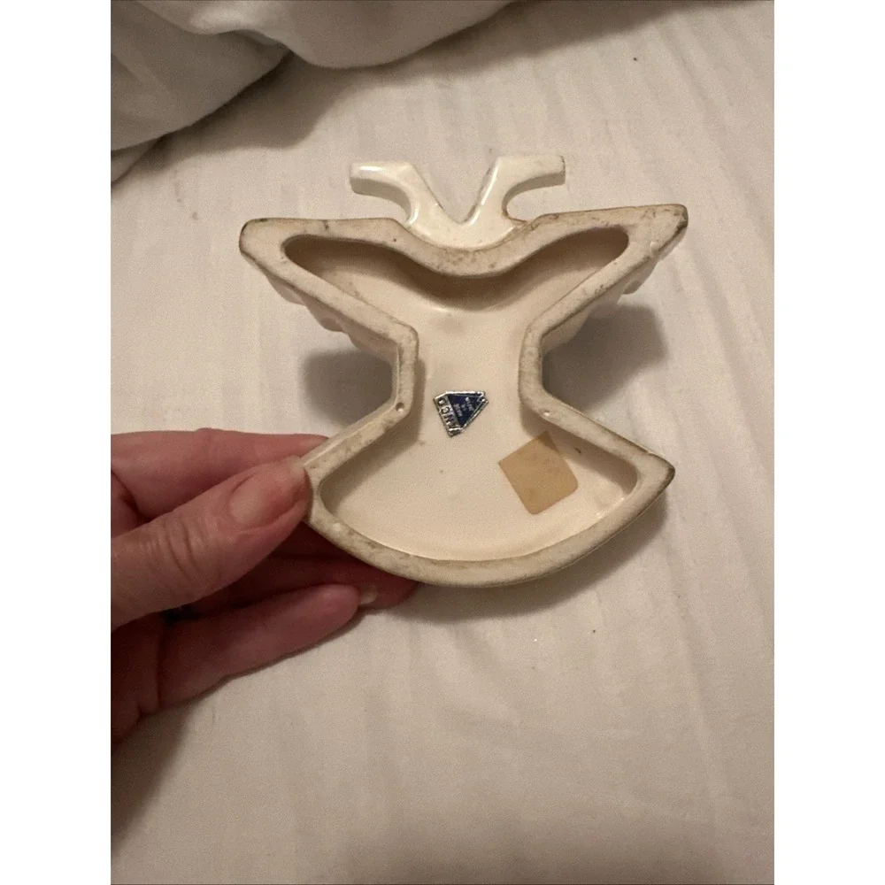 Vintage FE Sims Ceramic MCM Thunderbird Catchall Trinket Dish Ashtray Gray Gold